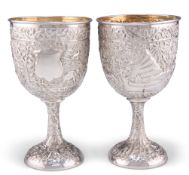 A PAIR OF INDIAN SILVER GOBLETS