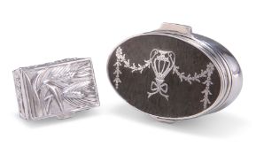 AN EDWARDIAN PIQUÉ SILVER TRINKET BOX AND AN UNMARKED BOX