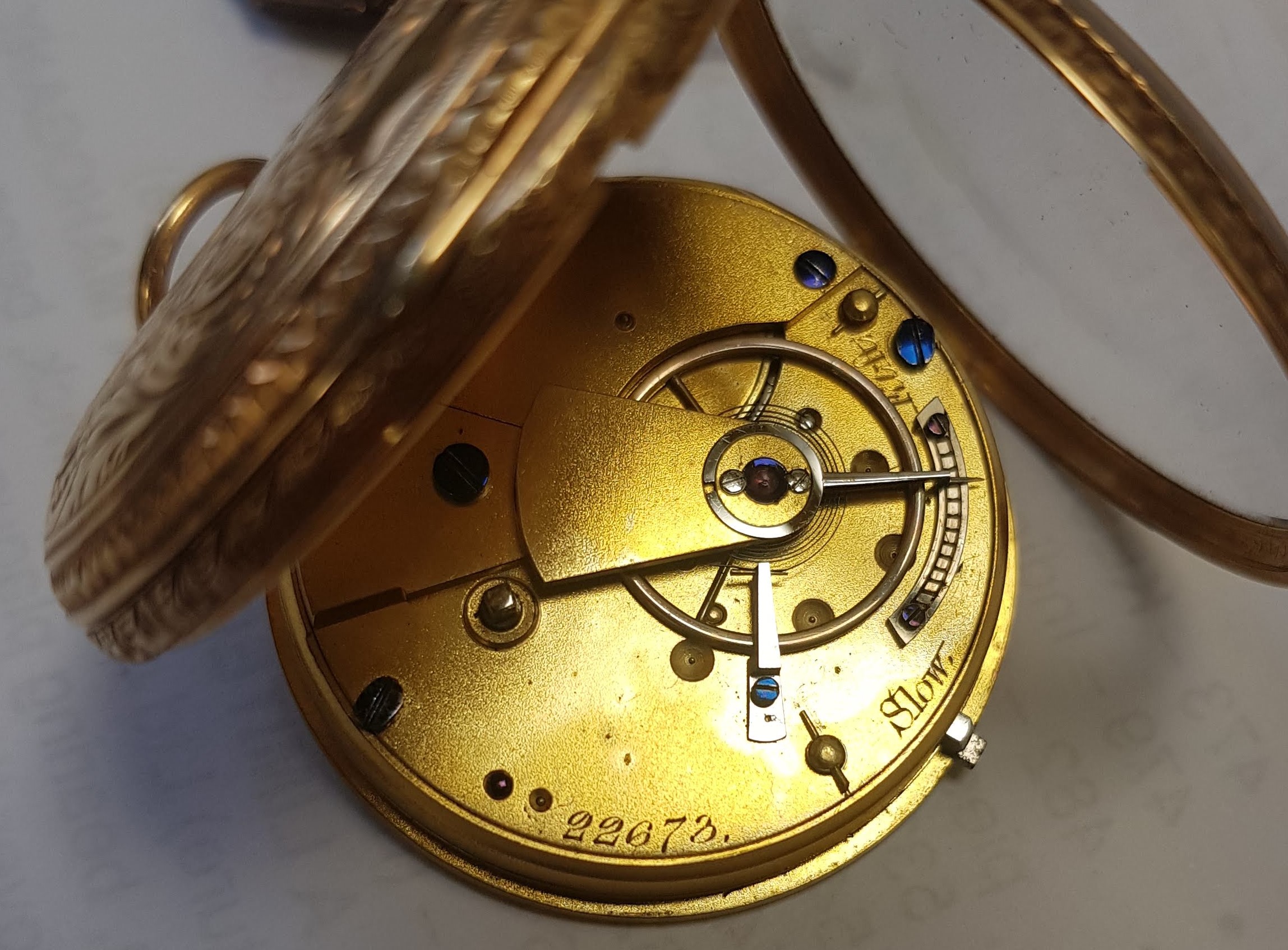 AN 18 CARAT GOLD KEY-WOUND POCKET WATCH - Image 5 of 5