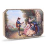 A FINE CONTINENTAL SILVER AND ENAMEL SNUFF BOX