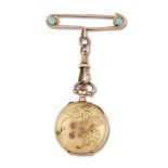 AN 18 CARAT GOLD LADY'S FRENCH FOB WATCH