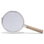 A GEORGE V SILVER AND SHAGREEN MAGNIFYING GLASS