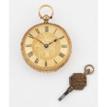 AN 18 CARAT GOLD KEY-WOUND POCKET WATCH