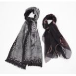 ALEXANDER MCQUEEN - TWO SKULL PRINT SILK SCARVES / SHAWLS