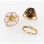 THREE 9 CARAT GOLD GEM-SET RINGS