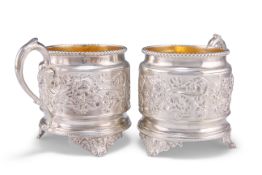 A PAIR OF VICTORIAN SILVER MUGS