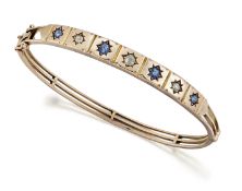 A VICTORIAN SAPPHIRE AND DIAMOND BANGLE