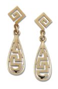 A PAIR OF GREEK-KEY PENDANT EARRINGS