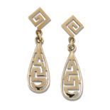 A PAIR OF GREEK-KEY PENDANT EARRINGS