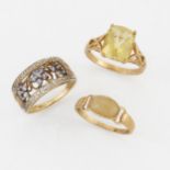 THREE 9 CARAT GOLD GEM-SET RINGS