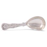 A GEORGE III SILVER CADDY SPOON