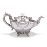 AN EARLY VICTORIAN SCOTTISH SILVER TEAPOT