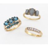 THREE 9 CARAT GOLD GEM-SET RINGS