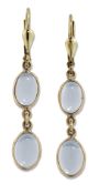 A PAIR OF MOONSTONE PENDANT EARRINGS