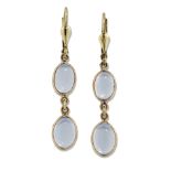 A PAIR OF MOONSTONE PENDANT EARRINGS