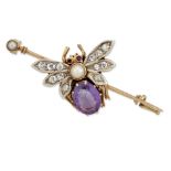 A VICTORIAN GEM-SET INSECT BROOCH