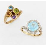 TWO 9 CARAT GOLD GEM-SET RINGS