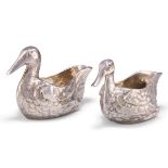 TWO VICTORIAN SILVER DUCK CREAM JUGS