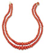 A CORAL BEAD NECKLACE