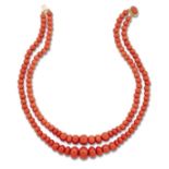 A CORAL BEAD NECKLACE