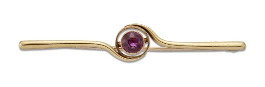 A RUBY BAR BROOCH