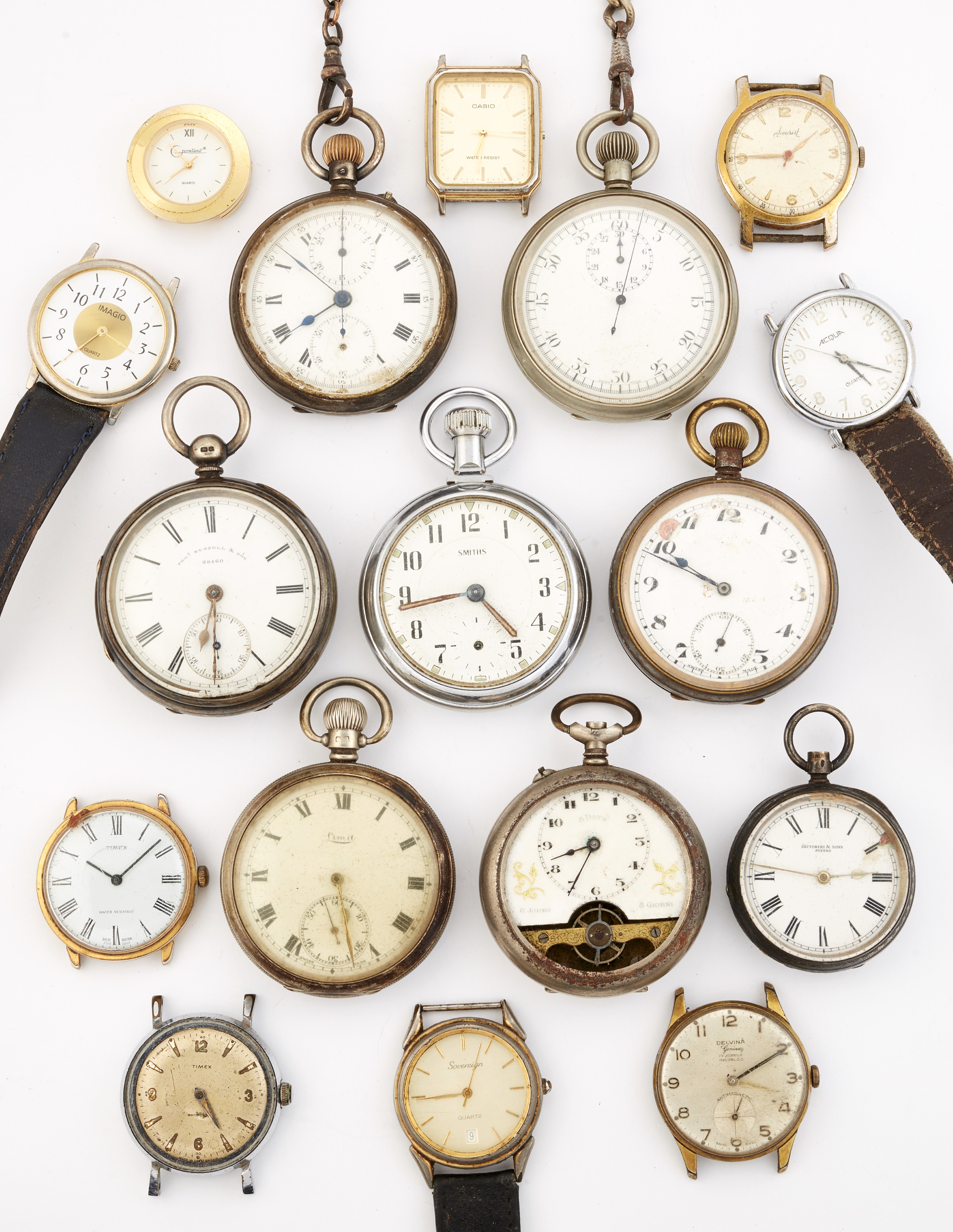 SEVEN VARIOUS OPEN FACED POCKET WATCHES