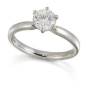 A PLATINUM SOLITAIRE DIAMOND RING