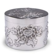 A CHINESE EXPORT SILVER BOX AND COVER