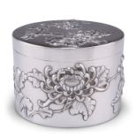 A CHINESE EXPORT SILVER BOX AND COVER