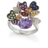 A GEMSTONE AND DIAMOND DRESS RING