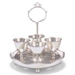 AN EDWARDIAN SILVER EGG CRUET