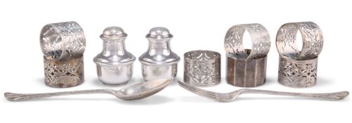 ASSORTED SILVER, INCLUDING A SET OF SIX VICTORIAN SILVER NAPKIN RINGS