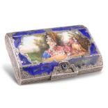 A CONTINENTAL SILVER AND ENAMEL SNUFF BOX