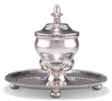A DANISH SILVER INKWELL