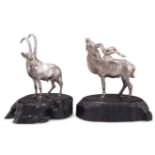 PATRICK MAVROS: A STERLING SILVER KUDU BULL AND SABLE BULL