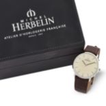 A GENTS STEEL MICHEL HERBELIN STRAP WATCH