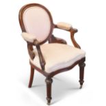 A WILLIAM IV MAHOGANY OPEN ARMCHAIR