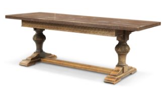 A 1930'S OAK REFECTORY TABLE IN PERIOD STYLE