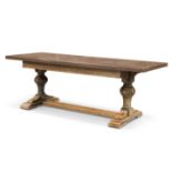 A 1930'S OAK REFECTORY TABLE IN PERIOD STYLE