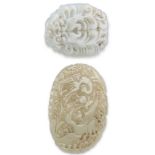 TWO CHINESE CARVED AND PIERCED JADE PENDANT PLAQUES