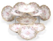 A JOHN RIDGWAY PORCELAIN "ROCOCO REVIVAL" PART DESSERT SERVICE, CIRCA 1840S