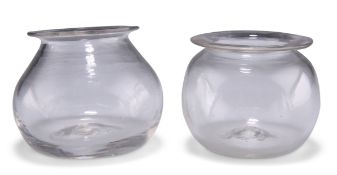 TWO 19TH CENTURY GLASS BLOODLETTING OR CUPPING CUPS