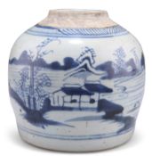 AN 18TH CENTURY CHINESE BLUE AND WHITE GINGER JAR