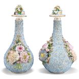 A PAIR OF JACOB PETIT 'SCHNEEBALLEN' FLASK-FORM VASES AND COVERS