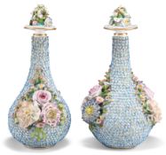 A PAIR OF JACOB PETIT 'SCHNEEBALLEN' FLASK-FORM VASES AND COVERS