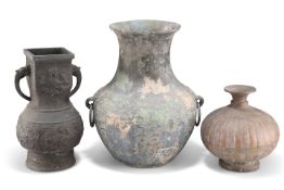 A GROUP OF THREE VASES/VESSELS