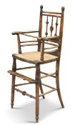 AN ARTS AND CRAFTS BEECH HIGH CHAIR