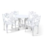 A GROUP OF WHITE PAINTED METAL GARDEN FURNITURE