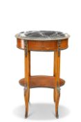 A FRENCH MARBLE-TOPPED AND GILT-METAL MOUNTED OCCASIONAL TABLE