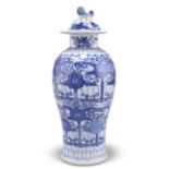 A CHINESE BLUE AND WHITE VASE AND COVER, 19TH CENTURY